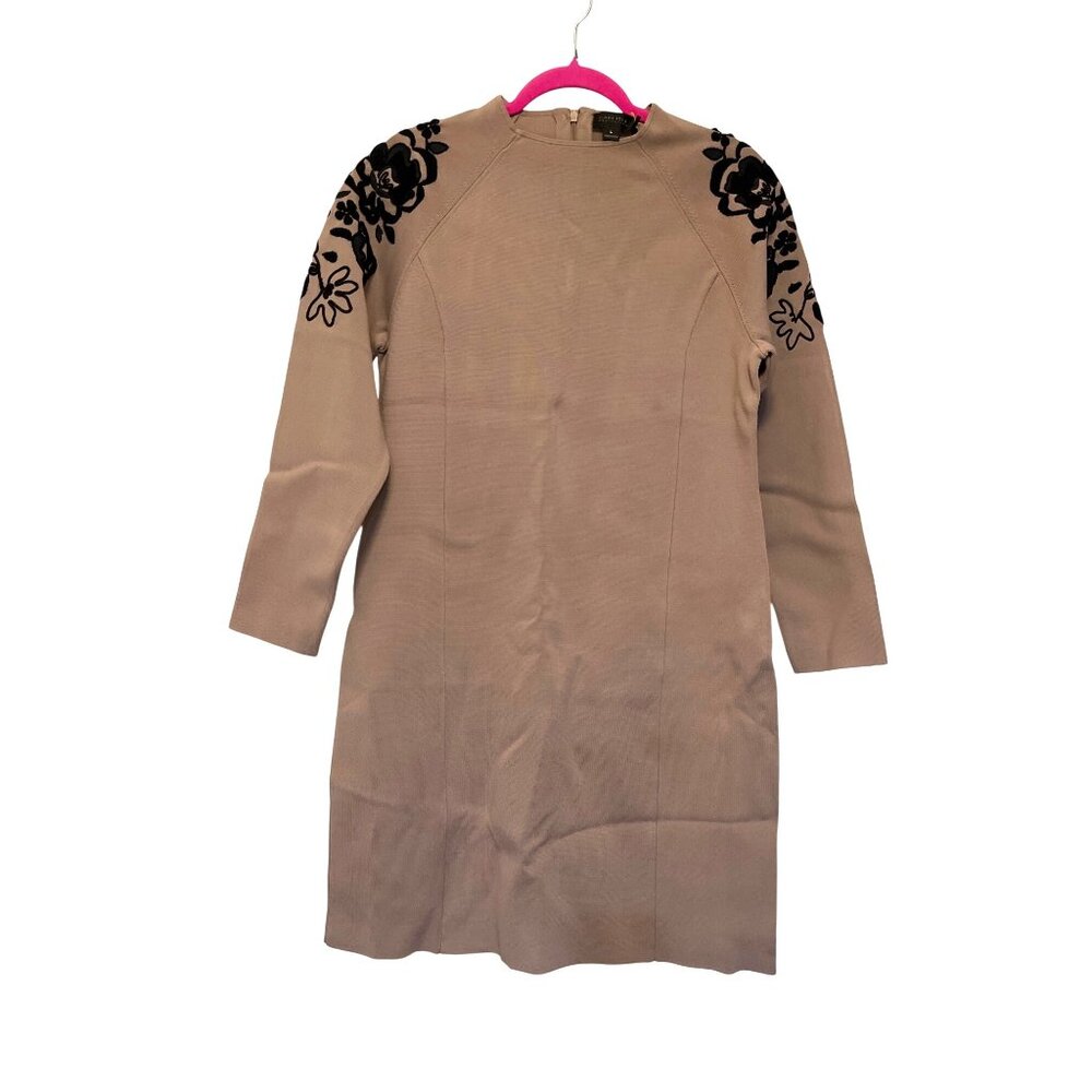 Carlisle Collection Waltz Long Sleeve Dress Mocha Meringue Black Embroidered Flo